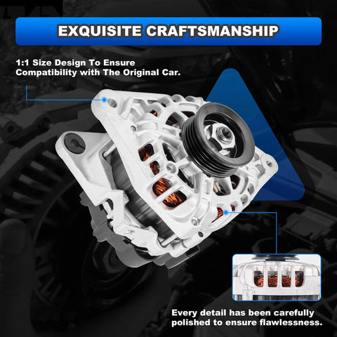 No Fuss Easy Install Alternator Replacement For Hyundai Elantra 2007 To 2012 2.0L L4 And Kia Soul 2010 To 2011 showing 90A model