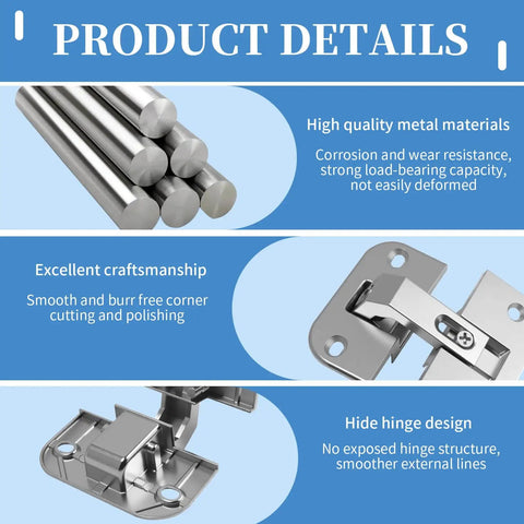 High-quality metal materials for 2 Pack Adjustable Pie Cut Corner Hinge 343.90.710 Works With Mepla SSP 17 19 21 Series