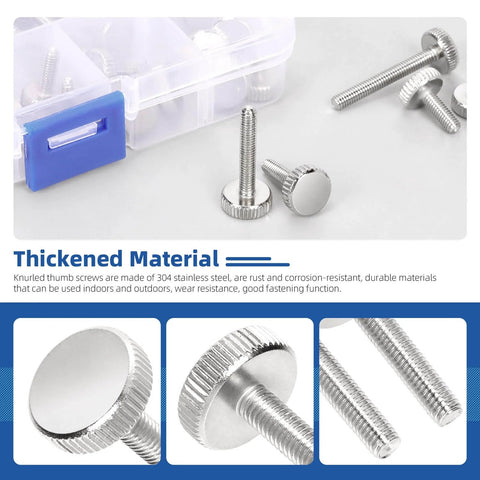 35 Piece M4 Knurled Thumb Screw Set With Seven Lengths 8mm 10mm 12mm 16mm 20mm 25mm 30mm Fully Threaded Round Flat Knurled Head Bolts