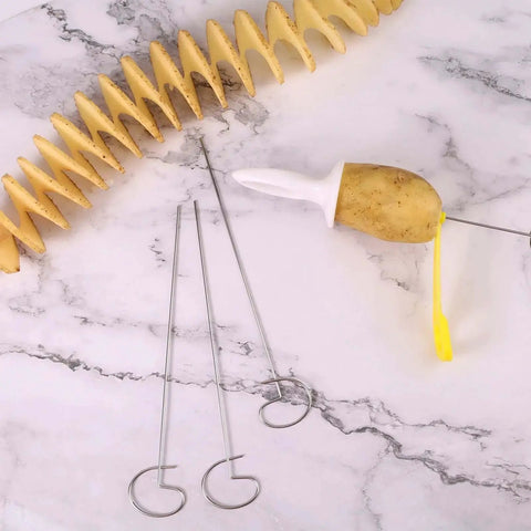 Manual Tornado Potato Spiral Cutter and Vegetable Spiralizer Crinkle Slicer Twisted Knife Kitchen Tool with stainless steel sticks