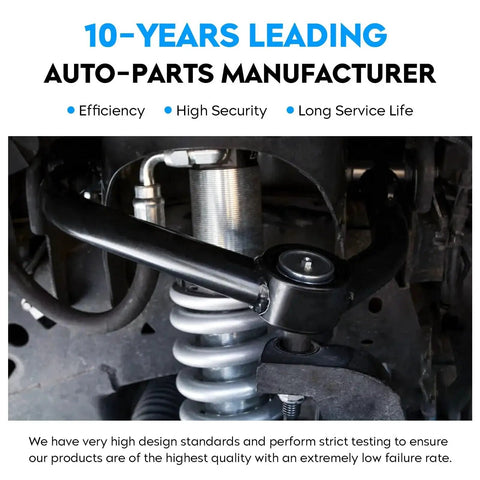 Front lower control arm assembly in black with coil spring and shock absorber visible