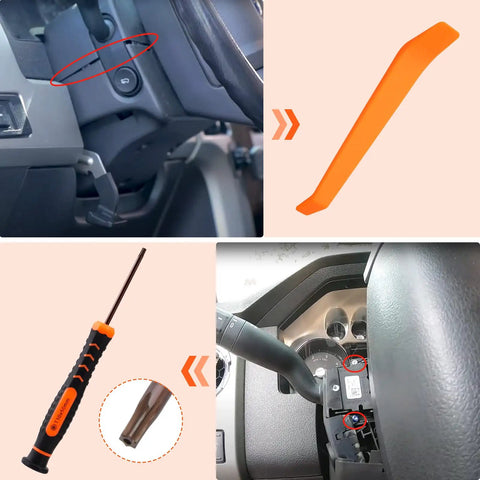 Turn Signal Switch Kit With Installation Tools Direct Fit For 2011 2013 Ford F Series Trucks F150 F250 F350 F450 F550 Easy Swap Replaces SW6874 CBS2141 Includes Exact Replacement BC3Z13K359BA BC3T13K359ADW with tools and installation steps displayed in image