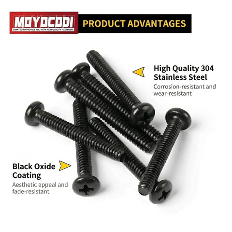 Built To Last Rugged Black Oxide Pan Head Machine Screws M2.5 X 5mm 50 Pack Fully Threaded Phillips Drive 304 Stainless Steel Rust Resistant