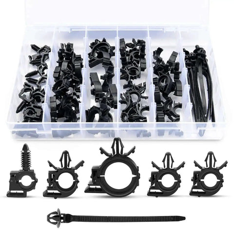 60Pcs Car Wire Loom Routing Clips Assortment In Six Sizes, Universal Wiring Harness Clip Replacement Kit for Honda GM Mazda