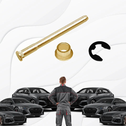 4 Piece Door Hinge Pins And Bushings Kit For Ford F100 F150 F250 F350 And Bronco 1980 1985 And 1996 Models shown with man and cars