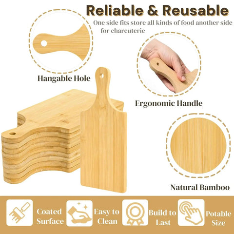12 Pack Bamboo Cutting Boards With Handles 11 By 5 Inch Mini Charcuterie Boards For Kitchen Prep And Serving Blank Laser Engraving Surface Bulk Food Platter