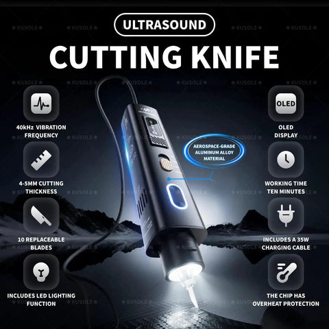 Ultrasonic Cutting And Polishing Tool For 3D Printed Models Wood Leather And Plastic 40kHz With OLED Display And LED Lights
