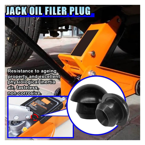 6 Pack Bottle Jack Oil Filler Plugs, 8mm Rubber Hydraulic Filler Plugs for Floor Jacks, close-up and installed view