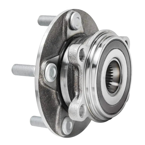 Pair Front Wheel Bearing Hubs Assembly For 2014-2018 Mazda 3 And 2016-2020 Mazda CX-3, 5-Bolt ABS Encoder Front Hub Bearings Replacement, 2 Pack, DIY Friendly Install For A Smooth Ride, showing a single 5-bolt hub unit close up.