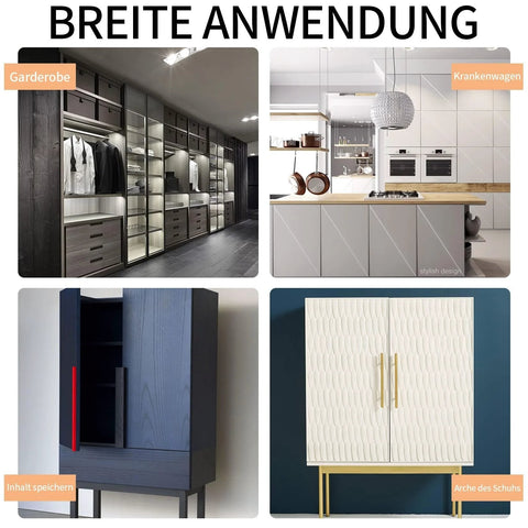 Four images showcasing furniture applications of 120 Pcs Drawer Bottom Support Brackets with Screws Plastic Drawer Wedges and Corner Brackets Repair Kit.