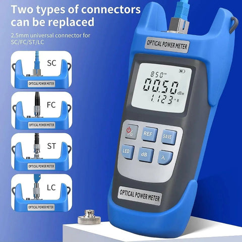 Rechargeable High Precision Optical Power Meter AC510A Two Piece Kit for Fiber Testing with SC FC ST LC Connectors