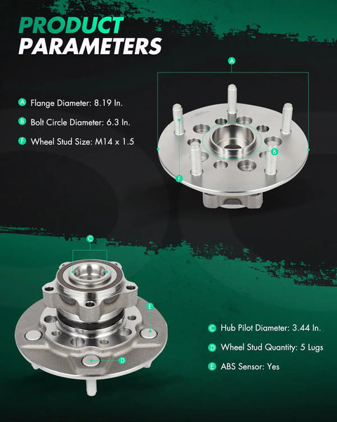 Front Wheel Bearing And Hub Assembly For Ford Transit 2015 to 2019 Front Left Right 5 Lug 515153 ABS