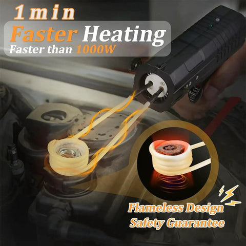 Induction Bolt Heater for Auto Repair, 1800W 110V Flameless Handheld Heat Tool with 4 Coils in use on engine part