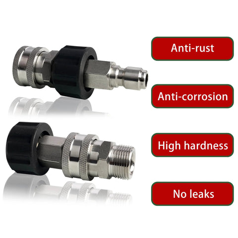 LIULO TOOL stainless steel pressure washer quick-connect kit, M22 male to 3/8" QC, swivel, 4-pack