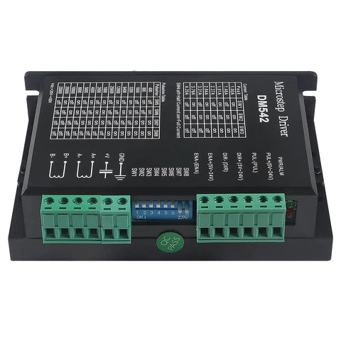 Front view of Two Pack DM542 CNC Digital Microstep Driver 2 Phase Stepper Motor Driver for Nema 17 23 34 Motors with connectors.