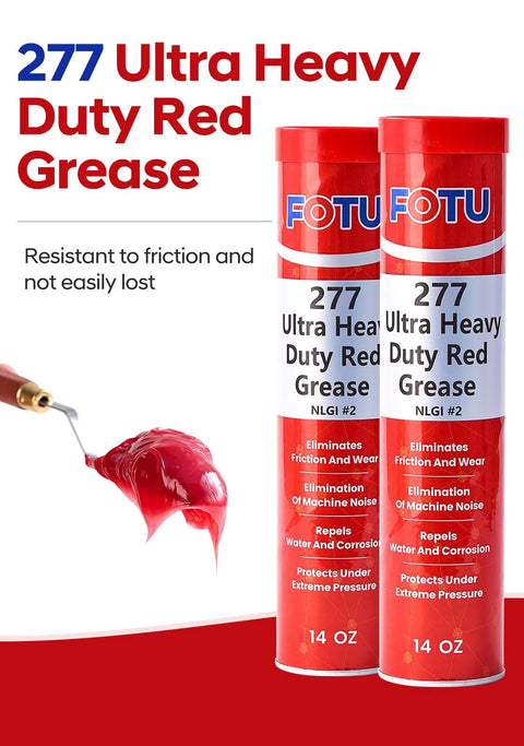 FOTU 277 Ultra Heavy-Duty Red Grease tubes, 2x14 oz, red multi-purpose lubricant for automotive use