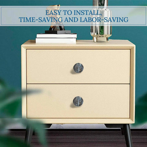 Nautical Wood Plank Cabinet Knobs With Screws Dope Round Crystal Glass Pulls On Stainless Steel Base installed on beige dresser