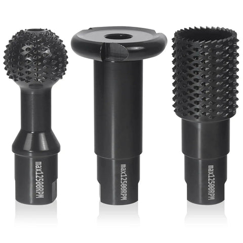 3 Piece Pro Grade Upgraded Wood Grinder Ball Gouge Set With 5/8-11 Threads For 4.5 And 5 Inch Angle Grinders Sphere Rotary Burr Carbide Steel