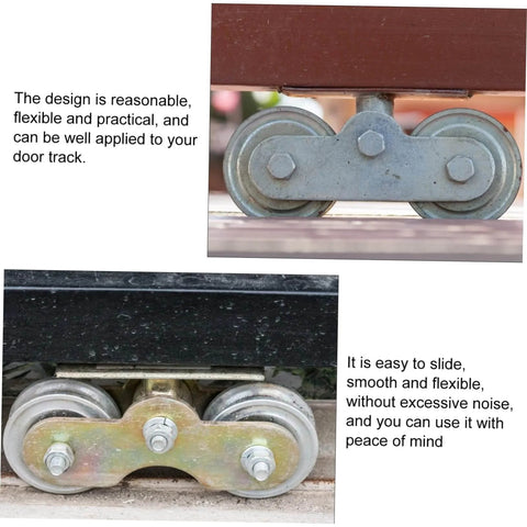 Heavy Duty Sliding Door Roller Wheel For Track, Industrial Gate Roller, shown installed on metal track
