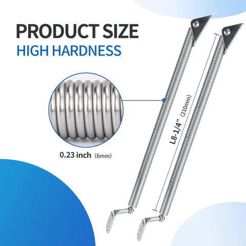 2-pack Hoffen 316 stainless steel marine hatch lid springs, 8.25 inches long with end hooks
