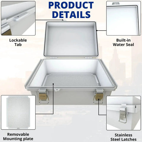 Heavy Duty Outdoor Junction Box Waterproof IP67 Plastic Enclosure With Mounting Plate And Two Three Quarter Inch NPT Ports
