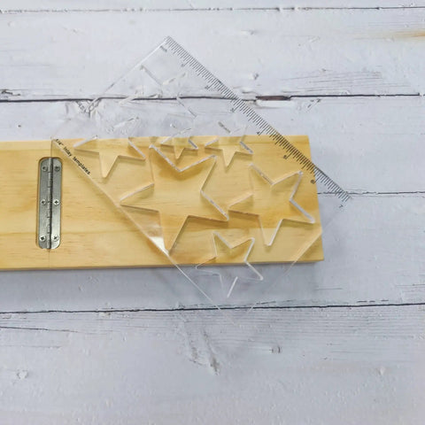 Bowtie Router Template Kit For Woodworking One Quarter Inch Thick Acrylic Jig With Star Inlay on wood surface