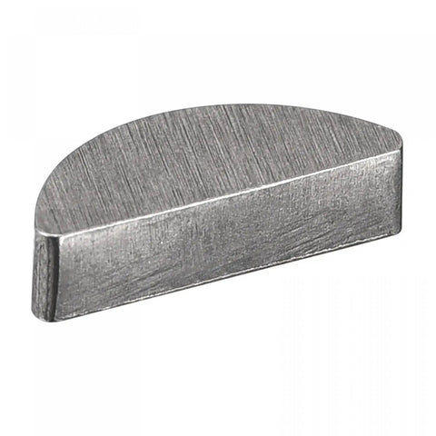 Single piece from Woodruff Key Set, Ten Pieces, Steel Semicircular Keys, Three Millimeter Wide, Five Millimeter High, Thirteen Millimeter Diameter