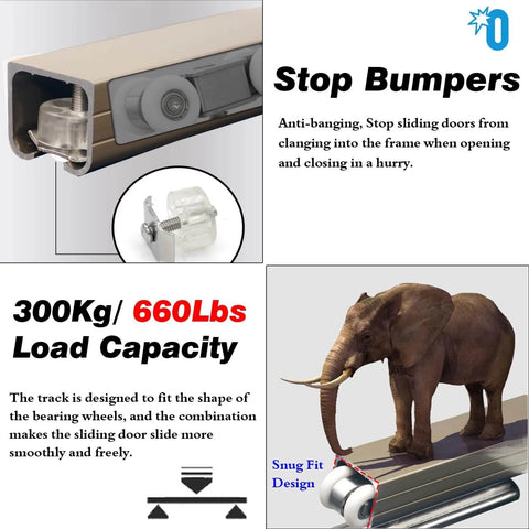 Beefy Aluminum Sliding Door Track Kit For Closet And Gate Doors, Multiple Lengths From 2 Ft To 30 Ft, Includes Rollers And Replacement Hardware, Brown Finish.
