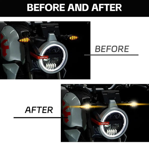 Before and after of motorcycle using Motorcycle LED Flasher Relay 2 Pin 12V DC Automatic Operation Universal Fit Black Normally Open Contact
