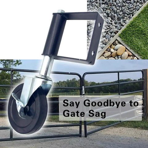Heavy Duty Gate Caster With Built In Spring For Wooden Gates And Fences, Swivel Wheel, 250 Lbs Load Capacity, 4 Inch Rubber Wheel