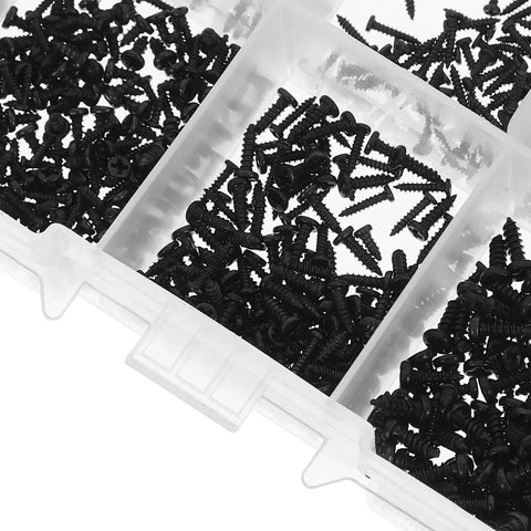 Pro Grade 1000Pcs Self Tapping Screws Set Round Head Tiny Miniature Electronics Screws M1.3 M1.4 M1.5 in storage box