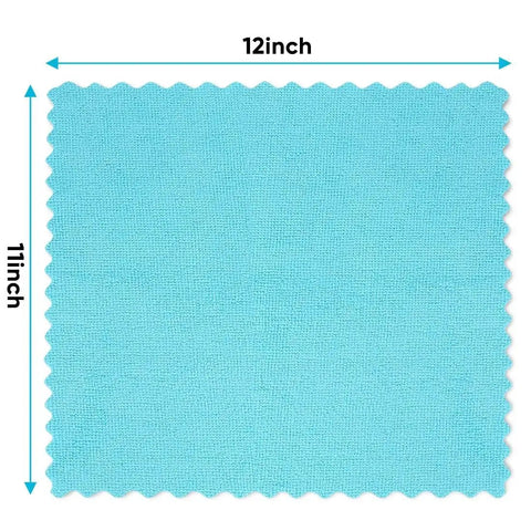 Blue microfiber cloth from the Microfiber Cleaning Cloths 24 Pack Highly Absorbent Rags for Kitchen Car 12x11, showing 12x11 inch size.