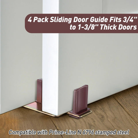 Sliding Closet Door Floor Guide 4 Pack for Universal Track System, Adjustable Width Mount Fits 3/4 to 1-3/8 Inch Thick Doors, installed