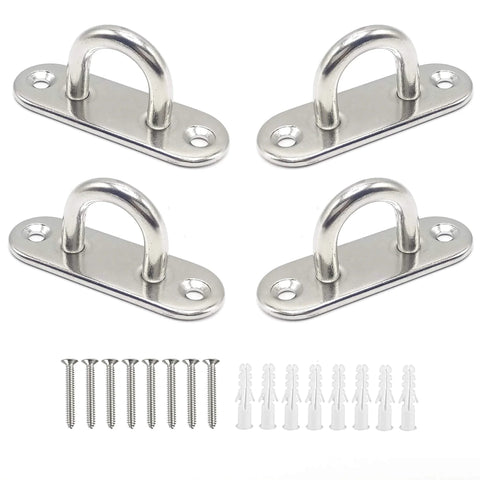 316 Stainless Steel Pad Eye Heavy Duty U Shaped Hook With Screws For Marine Boats Wall Mount Hanger Rust Resistant Hardware M6 Size 4 Pack