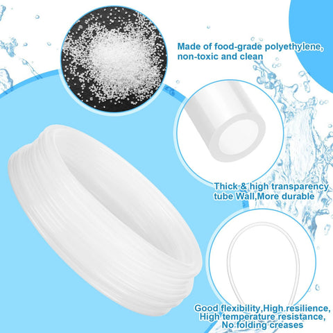 Nuanchu polyethylene tubing, 1/4 in OD, 0.170 in ID, white translucent, 100 ft, food-grade