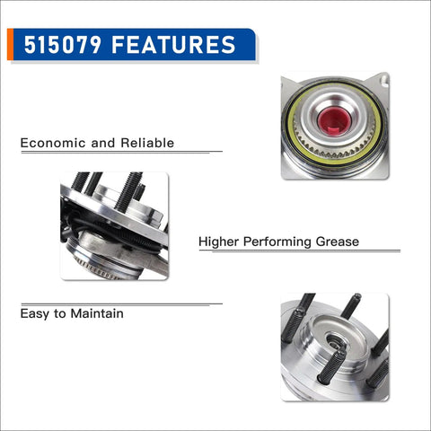 Front Wheel Hub Bearing Assembly 515079 for 2004 to 2008 Ford F150 4x4 and 2006 to 2008 Lincoln Mark LT with ABS 6 Lug