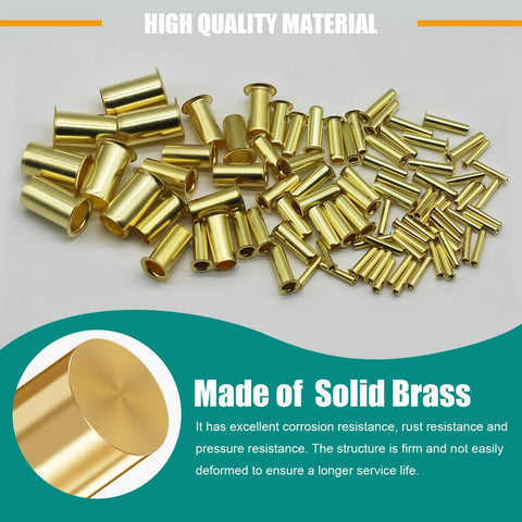 100 pcs brass compression inserts, 3/16 in tube OD, solid brass, for oil, water, or air line connections