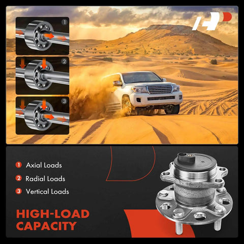 Rear Wheel Bearing And Hub Assembly For Mitsubishi Lancer 2008-2009 FWD 5-Lug shown with high-load capacity features.