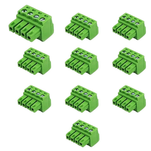 10 Pack 4 Pin 3.5mm Pitch PCB Screw Terminal Block Connectors Pluggable Quick Connector 4 Pole For 16 To 28 AWG Wires 300V 8A