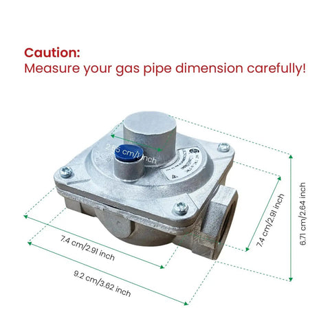 Commercial Grade Natural Gas Pressure Regulator Three Quarter Inch NPT With Half PSI Inlet And Six Inch Water Column Range FENDITEK close-up