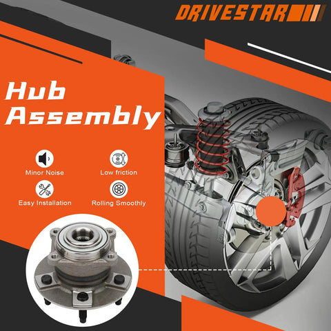 Diagram of Pair Wheel Hub And Bearing Assembly For Chevy Equinox 2005 Rear Left And Right Drop In 5 Lug Without ABS Fits Pontiac Torrent 2006 And Saturn Vue 2002 2003 2004 2005 2006 2007