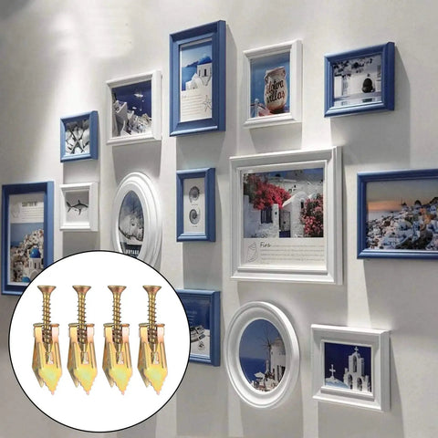 50 Pcs Self Drilling Drywall Anchors And Screws Kit Zinc Plated Steel Wall Anchors for picture frames, no pre-drilling
