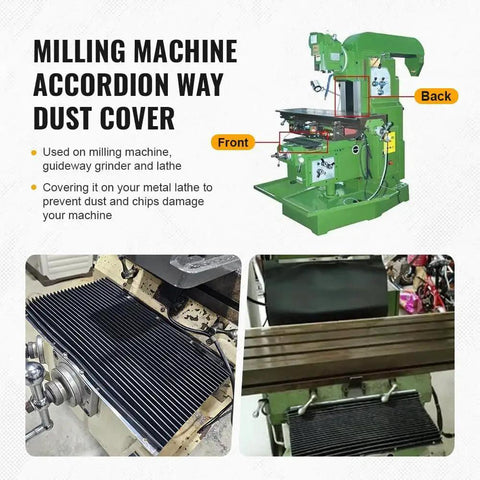 CNC Milling Machine Dust Cover Rubber Guard For Bridgeport Mills Front And Back Accordion Bellows Flexible Covers Black 2 Pack