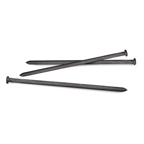 Three 10 Inch Steel Landscape Anchoring Spikes on white background for Edging and Pavers The Go To Heavy Duty Ground Stakes
