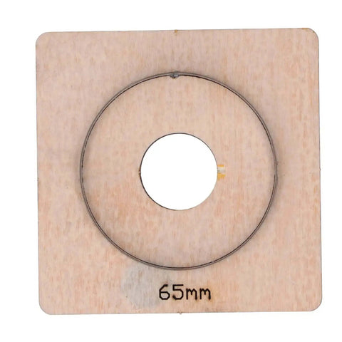 Front view of 65mm Circular Leather Hole Punch Die for DIY leatherworking projects and card holders purses belts and more with clean shiny edges