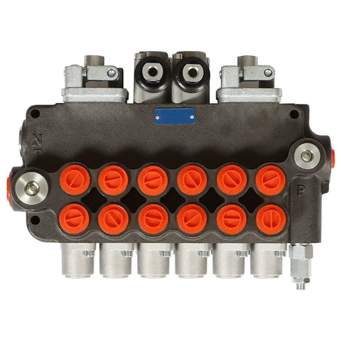 Heavy Duty 6 Spool Hydraulic Directional Control Valve for Small Tractors Loaders and Log Splitters with 21 GPM Flow 3625 PSI Relief