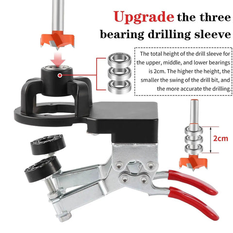 35mm Concealed Hinge Jig For Cabinets, Heavy Duty Aluminum Drill Guide With 2 Quick Clamps and adjustable quick punch door mounting tool