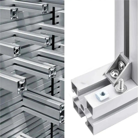 10 Set Aluminum Corner Brackets 90 Degree Right Angle L Connectors with T Slot M5 Bolts Nuts for 2020 Series Aluminum Extrusion Profile