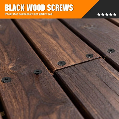 Installed Size 14 Lag Screws 100 Pack For Outdoor Wood, Structural Deck And Framing Screws, Rust Resistant Black Finish