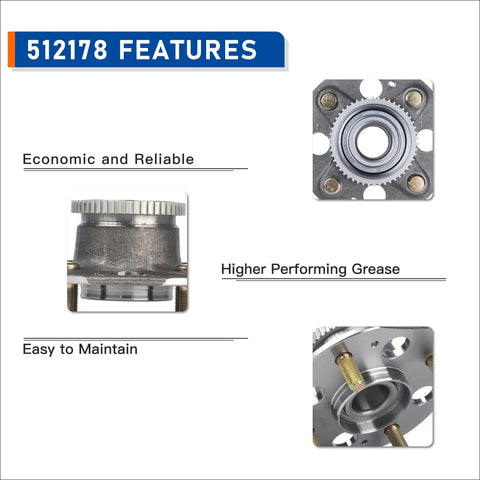 Rear Wheel Hub Bearing Assembly 512178 Pair For Honda Accord 1998 1999 2000 2001 2002 2.3L With Four Wheel Disc Brakes features